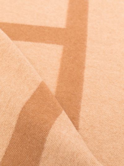 Shop Totême Monogram Jacquard Wool Scarf In Braun