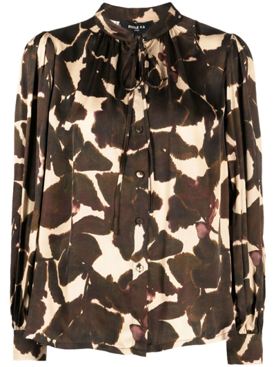 Shop Paule Ka Camouflage Print Shirt In Braun