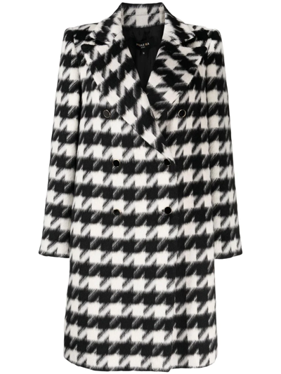 Shop Paule Ka Houndstooth Knitted Coat In Schwarz