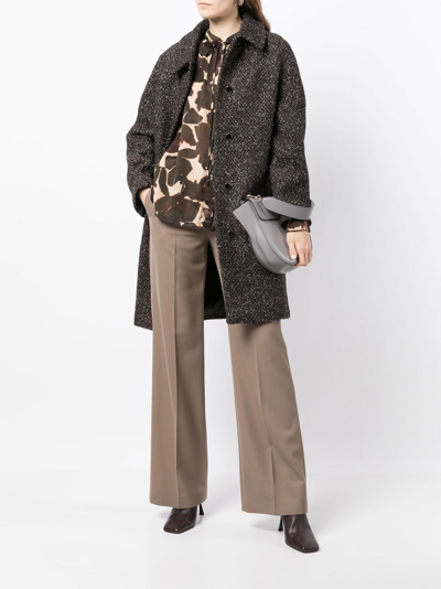 Shop Paule Ka Herringbone Virgin Wool-silk Blend Coat In Schwarz