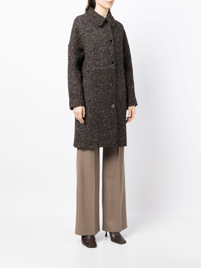 Shop Paule Ka Herringbone Virgin Wool-silk Blend Coat In Schwarz