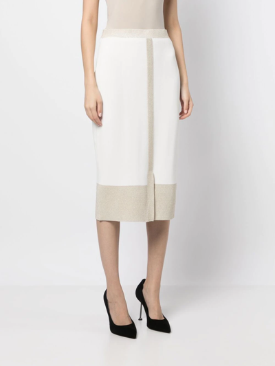 Shop Paule Ka Milano Metallic-trim Skirt In Weiss