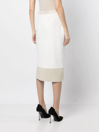 Shop Paule Ka Milano Metallic-trim Skirt In Weiss