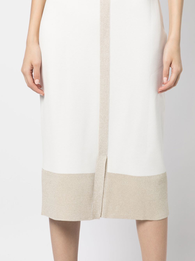 Shop Paule Ka Milano Metallic-trim Skirt In Weiss