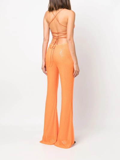 Shop Rotate Birger Christensen Sequin-embellished Jumpsuit In Orange