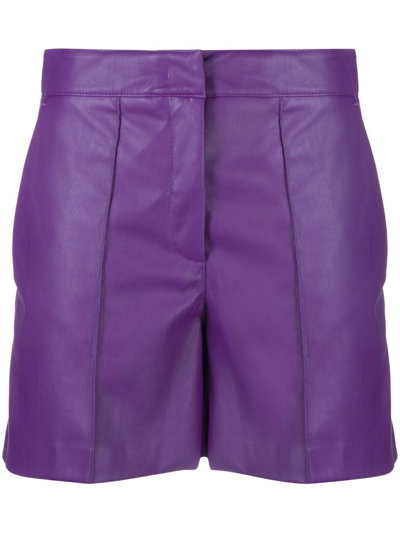 Shop Blanca Vita Faux-leather Shorts In Violett