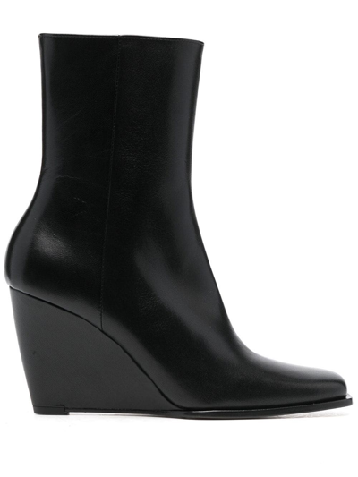 Shop Wandler 90mm Leather Wedge Boots In Schwarz