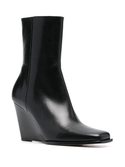 Shop Wandler 90mm Leather Wedge Boots In Schwarz