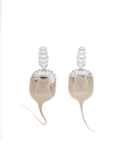 Shop Ottolinger Clip-on Dipped Diamond Earrings In Silber