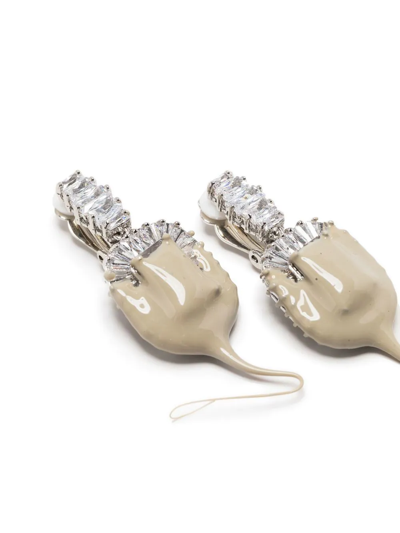 Shop Ottolinger Clip-on Dipped Diamond Earrings In Silber
