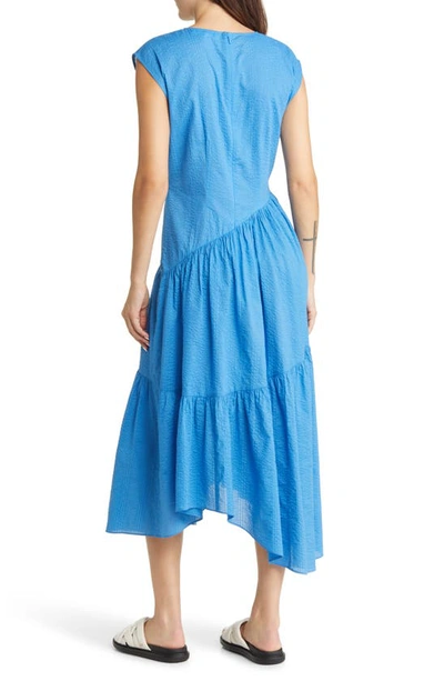 Shop Frame Gathered Seam Midi Dress In Provence Blue