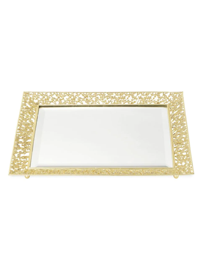 Shop Olivia Riegel Nature-inspired Isadora Beveled Mirror Tray In Gold