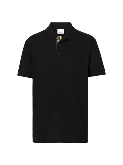 Shop Burberry Men's Eddie Piqué Polo Shirt In Black