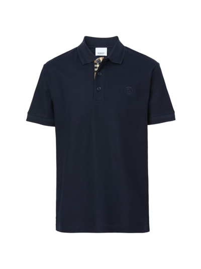 Shop Burberry Men's Eddie Piqué Polo Shirt In Coal Blue