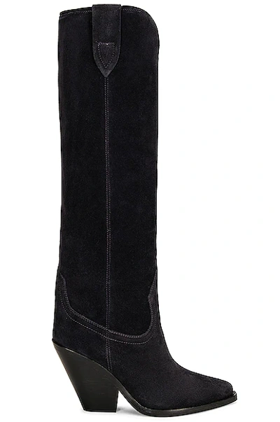 Isabel Marant Lomero Boots In Black Leather In Faded Black