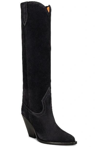 Isabel Marant Lomero Boots In Black Leather In Faded Black
