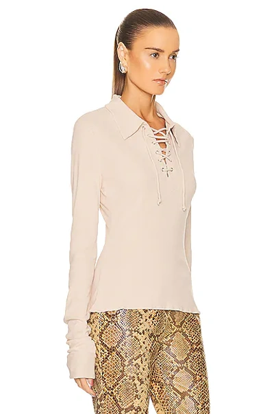 Shop Acne Studios Lace Up Long Sleeve In Champagne Beige