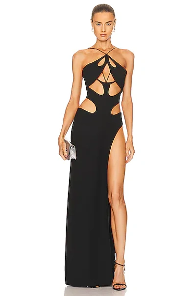 Shop Monot Halter Cut Out Gown In Black