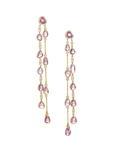 Shop Coomi Women's Affinity 20k Yellow Gold, Pink Sapphire, & Diamond Waterfall Earrings