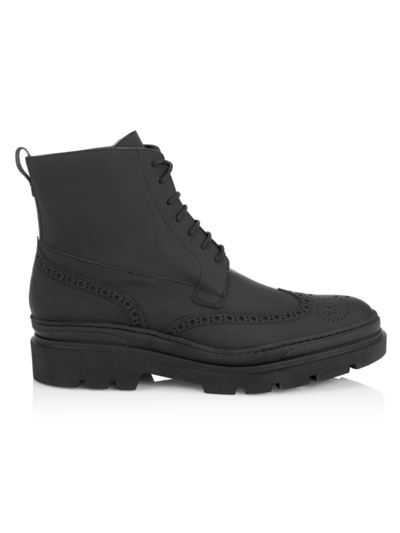 Shop Saks Fifth Avenue Men's Collection Matte Hiking Boots In Moonless Night