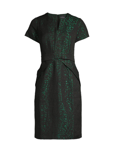 Shop Shani Women's Jacquard Bow Detail Dress In Black Green