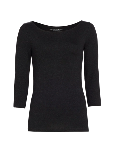 Majestic Merrow Soft Touch Boatneck Top In Anthracite Chine | ModeSens