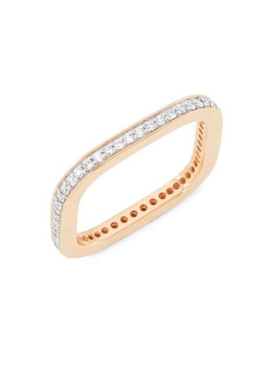 Shop Ginette Ny Women's 18k Rose Gold & Diamond Square Ring
