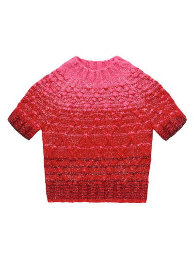 Shop Staud Women's Young Ombre Short-sleeve Sweater In Lollipop Cherry