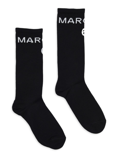 Shop Mm6 Maison Margiela Little Boy's Logo Socks In Black