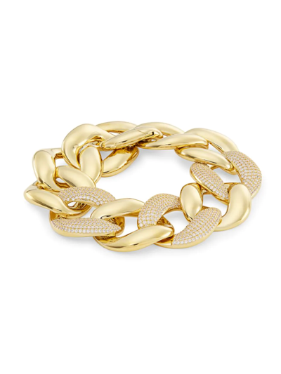 Shop Adriana Orsini Women's Jolene 18k-gold-plated & Cubic Zirconia Extra-large Curb-chain Bracelet