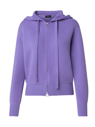 Shop Akris Women's Cashmere-piqué Zip Hoodie In Lavender