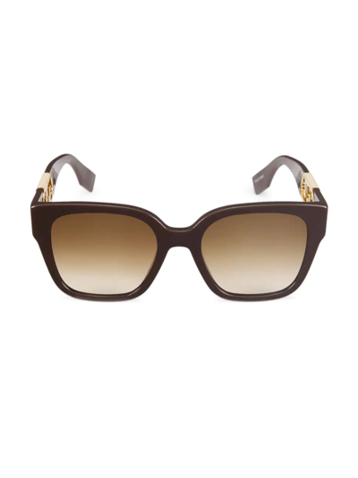 Shop Fendi Women's O'lock 54mm Square Sunglasses In Dark Brown