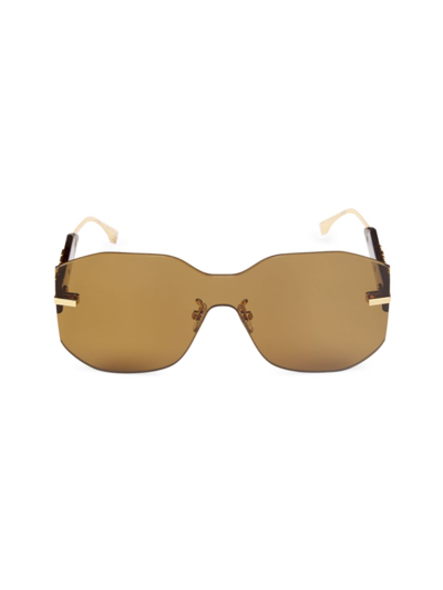 Shop Fendi Women's Graphy Rectangular Mask Sunglasses In Dark Brown