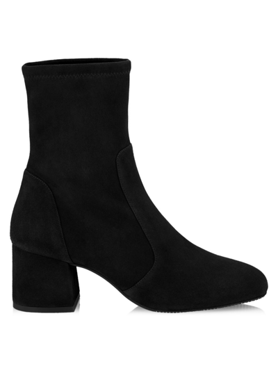 Shop Stuart Weitzman Women's Sleek Suede Sock Booties In Black