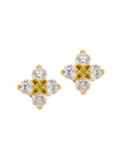 Shop Roberto Coin Women's Love In Verona 18k Yellow Gold & Diamond Flower Stud Earrings