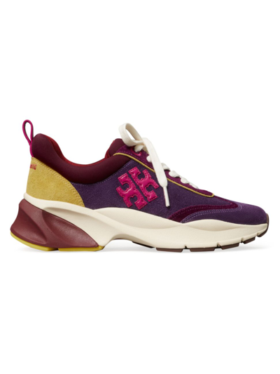 Shop Tory Burch Women's Good Luck Mixed Media Trainers In Purple Pink