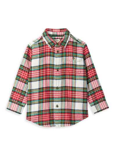 Shop Hatley Little Boy's & Boy's Festive Plaid Button-up Shirt In Neutral