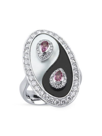 Shop Danielle Marks Women's Yin-yang 18k White Gold & Multi-gemstone Oval Ring