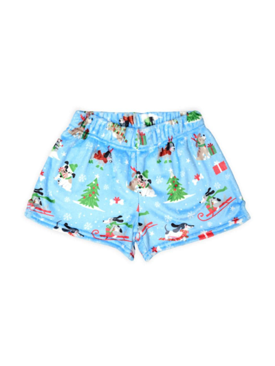 Shop Iscream Little Girl's & Girl's Snow Dogs Plush Shorts In Neutral