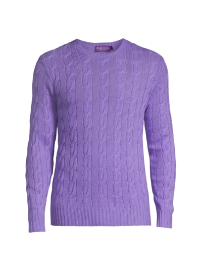 Shop Ralph Lauren Purple Label Men's Cableknit Cashmere Sweater In Lavender