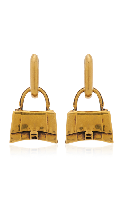 Shop Balenciaga Women's Hourglass Gold-tone Brass Earrings