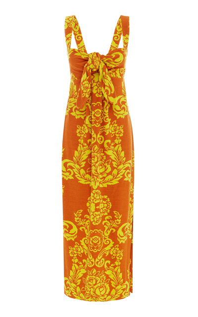 Shop Alãmais Women's Alby Floral Terry Midi Dress In Orange