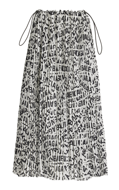 Shop Balenciaga Pleated Midi Skirt In Print