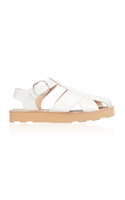 Shop Gabriela Hearst Horatio Leather Sandals In White