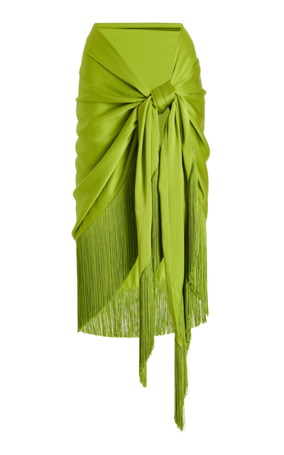 Shop Michael Kors Fringe Sarong Skirt In Green
