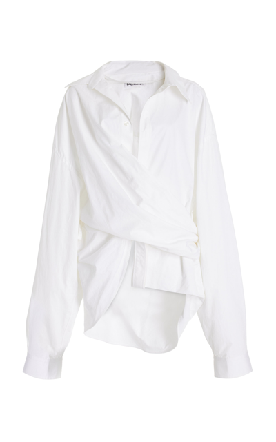 Shop Balenciaga Cotton Wrap Shirt In White