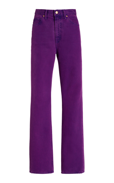Shop Ulla Johnson Agnes Rigid High-rise Slim-leg Jeans In Purple