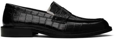 Han Kjobenhavn Black Croc Embossed Loafers In Black Croc