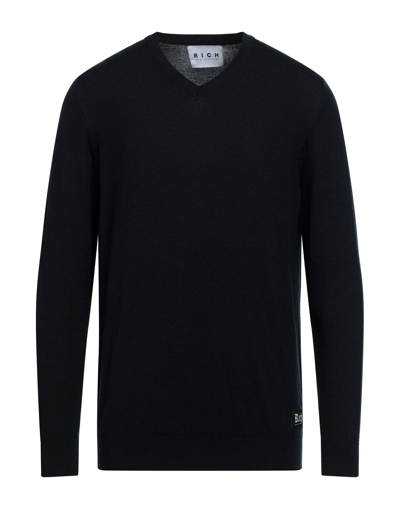 Shop John Richmond Man Sweater Midnight Blue Size S Merino Wool, Acrylic, Nylon In Dark Blue