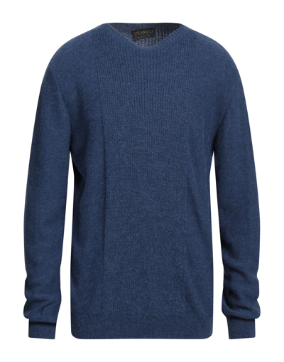 Shop Trussardi Man Sweater Midnight Blue Size S Alpaca Wool